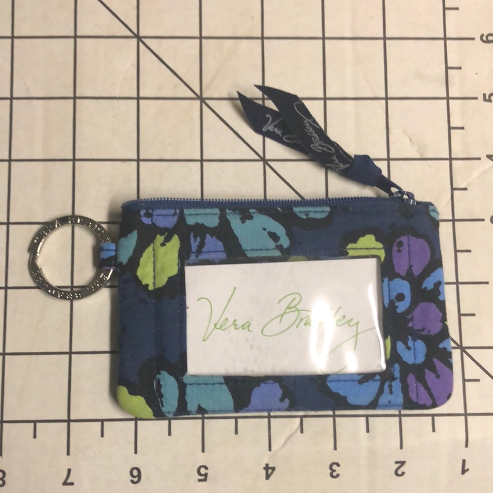 Vera Bradley Indigo Pop Coin Purse with key ring and ID window
